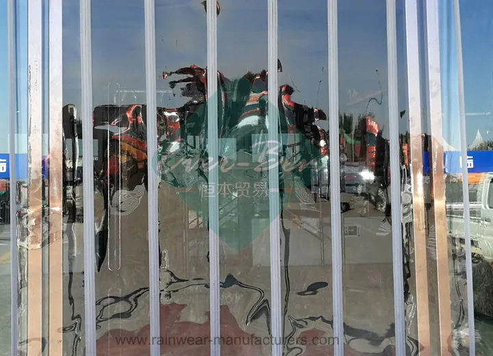 Industrial transparent PVC strip curtain installation