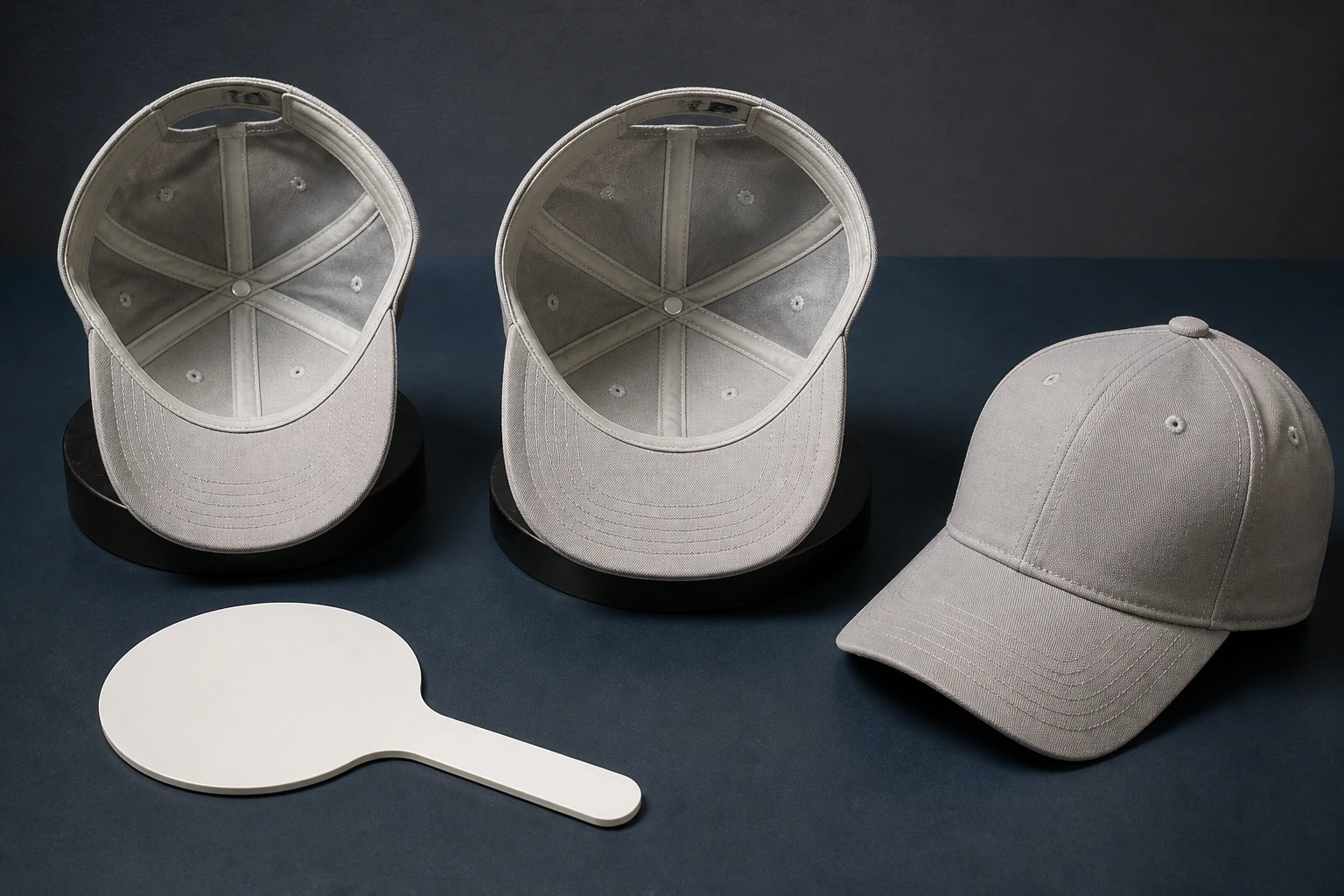 Interior cap views exposing sweatband and seam finishing