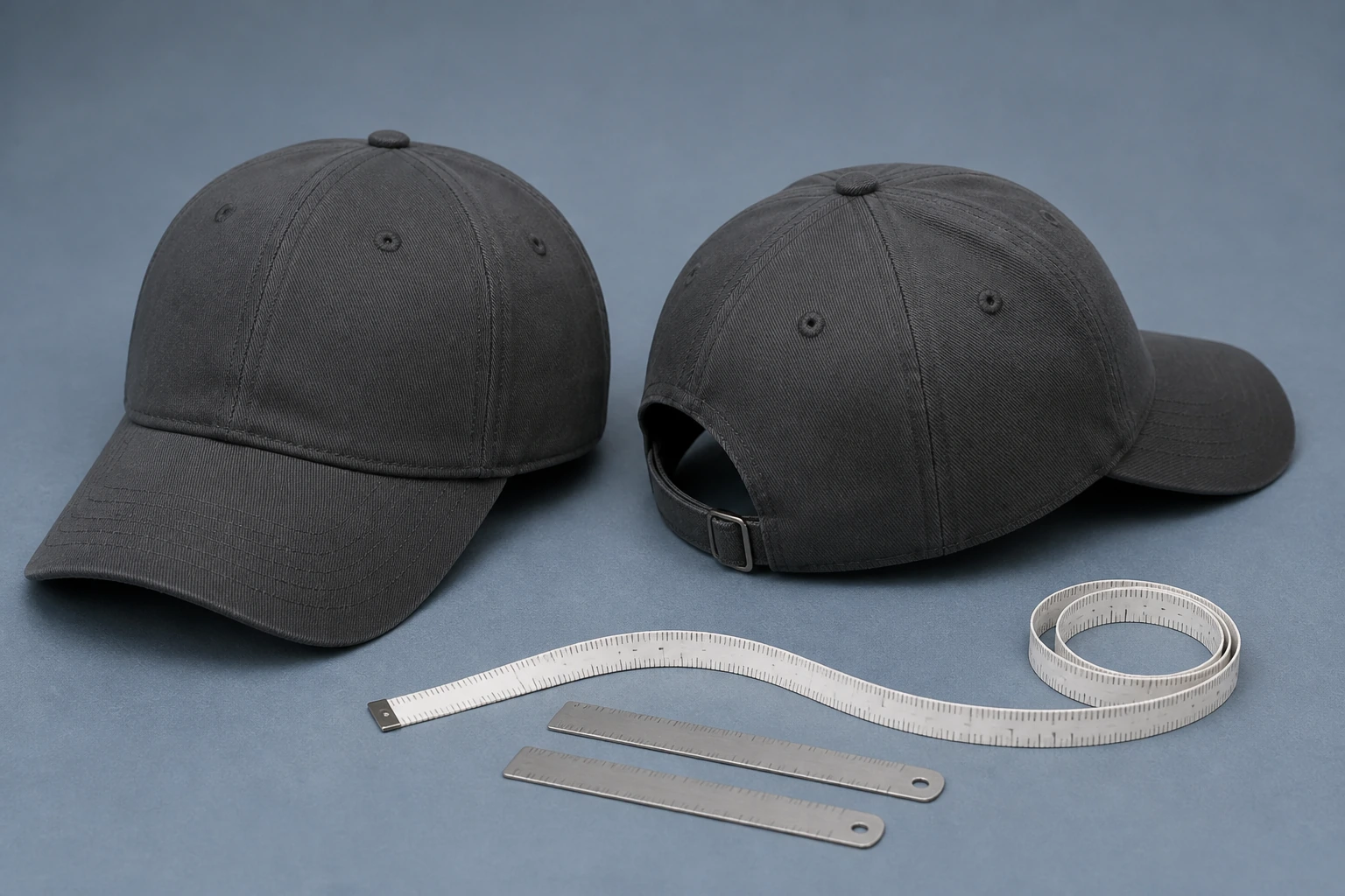 Measurement landmarks on a complete cap sample