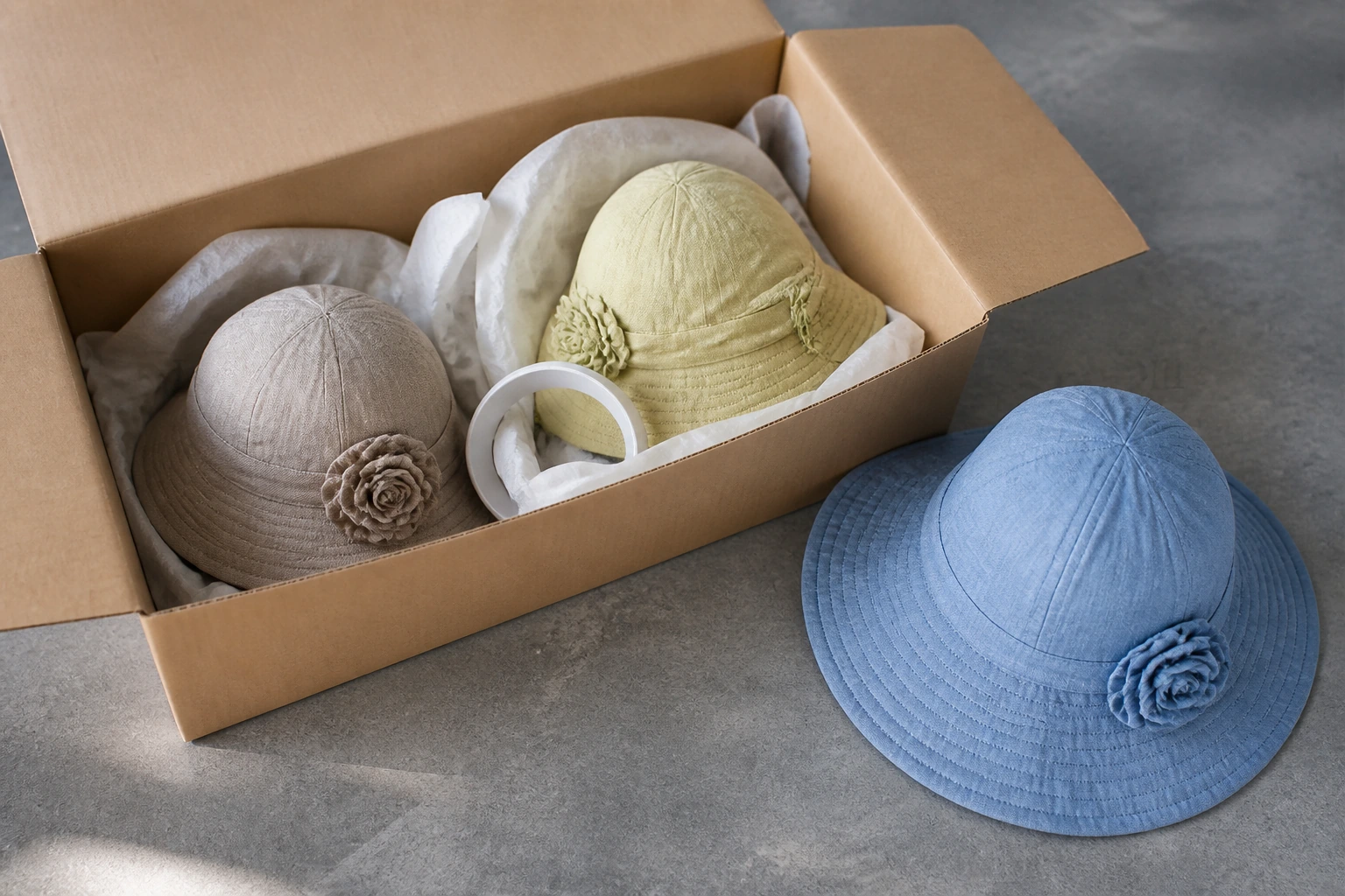 Carton-check evidence linking support pieces to recovered hat form