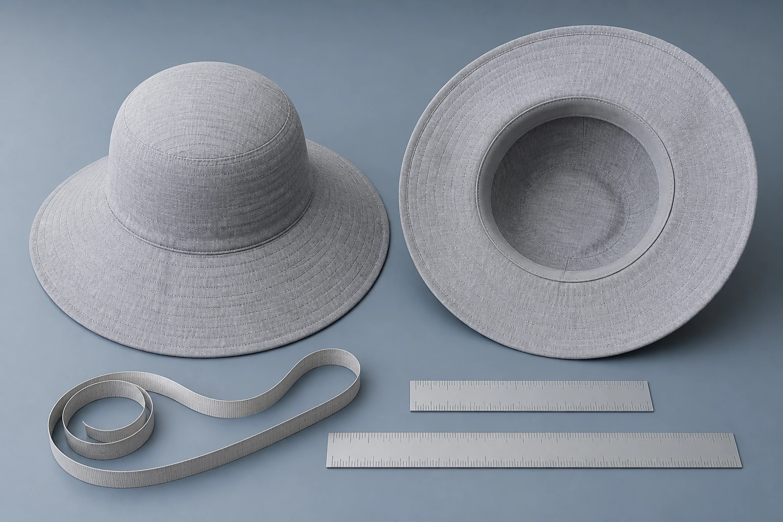 Fashion-hat profile with declared crown and brim landmarks