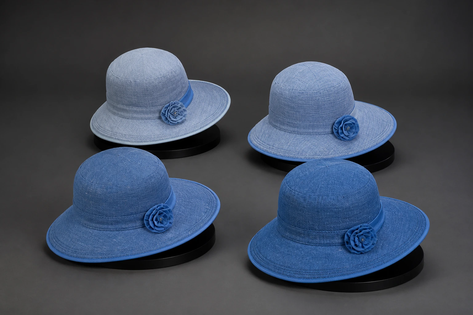 Hat components grouped beside retained shade references