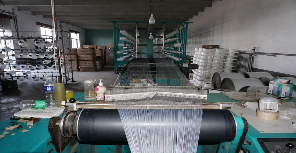 Microfiber yarn and web processing equipment for construction-route review
