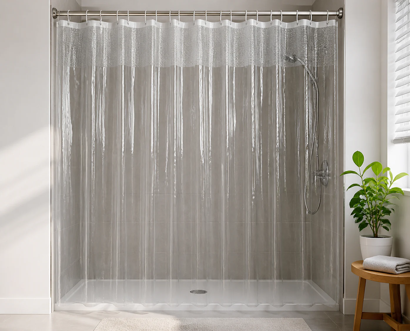 Complete clear curtain reference for defining the bathroom and supplier-comparison context.